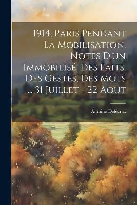 1914, Paris pendant la mobilisation, notes d'un immobilisé, des faits, des gestes, des mots ... 31 juillet - 22 août - Antoine Delécraz - cover