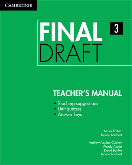 Final Draft Level 3 Teacher's Manual - Andrew Aquino-Cutcher,Wendy Asplin,David Bohlke - cover