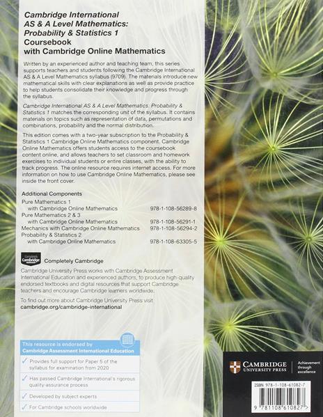 Cambridge International AS & A Level Mathematics Probability & Statistics 1 Coursebook with Cambridge Online Mathematics (2 Years) - Dean Chalmers - 2