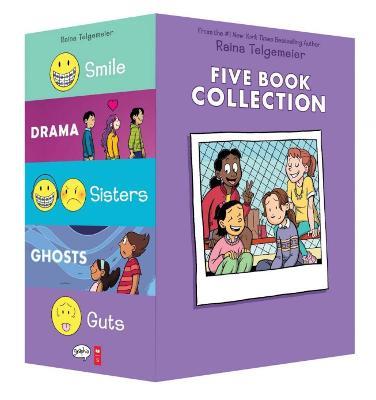 Raina Telgemeier Five Book Collection: Smile, Drama, Sisters, Ghosts, Guts - Raina Telgemeier - cover