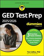 GED Test Prep 2025/2026 For Dummies: Book + 3 Practice Tests Online