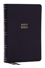 NKJV, Single-Column Reference Bible, Verse-by-verse, Black Bonded Leather, Red Letter, Comfort Print