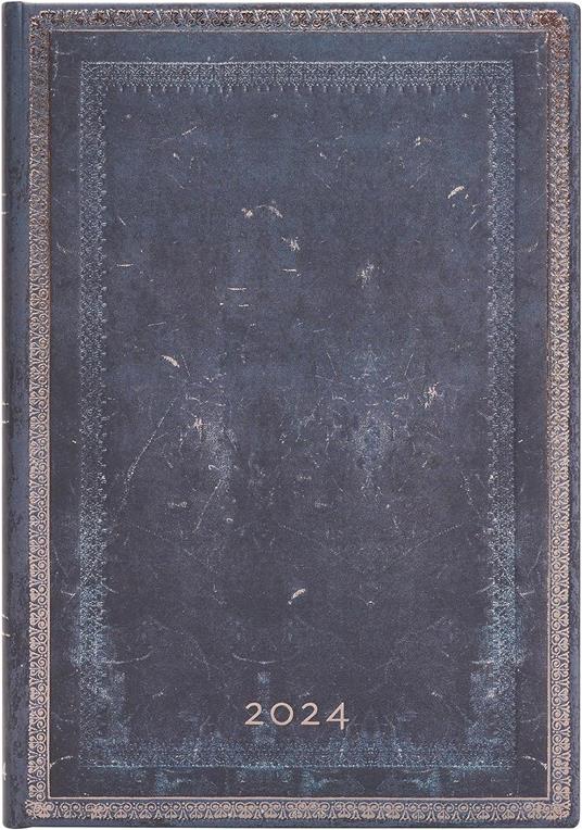 Agenda Paperblanks 2024, 12 mesi, Midi, Verticale, Collezione Antica Pelle, Macchia d'Inchiostro - 13 x 18 cm