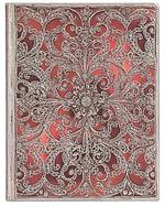 Paperblanks Taccuino flexi a copertina morbida, Ultra, Righe, Collezione Filigrana d'Argento, Granato - 18 x 23 cm