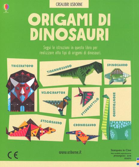 Origami di dinosauri 75 fogli decorati e un libro di istruzioni passo passo - Lucy Bowman - 4