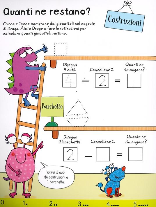 Le sottrazioni. Disegno e cancello. Ediz. a colori. Con gadget - Jessica  Greenwell - Libro - Usborne - Disegno e cancello. Mi preparo per la scuola