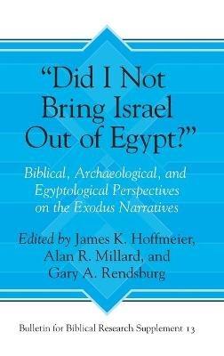 “Did I Not Bring Israel Out of Egypt?”: Biblical, Archaeological, and Egyptological Perspectives on the Exodus Narratives - cover