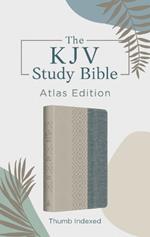 The KJV Study Bible: Atlas Edition, Thumb Indexed [Taupe & Denim Crosshatch]