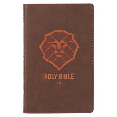 KJV Kids Bible, 40 Pages Full Color Study Helps, Presentation Page, Ribbon Marker, Holy Bible for Children Ages 8-12, Lion Emblem Faux Leather Flexible Cover - cover