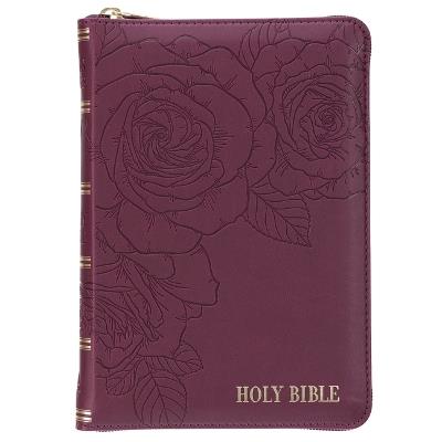 KJV Bible Compact Faux Leather Merlot W/Zipper - cover