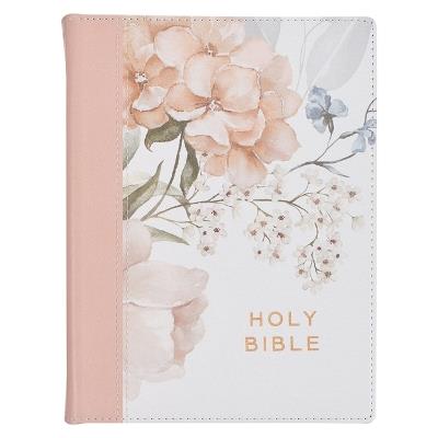 KJV Note-Taking Bible Faux Leather Hc Pink Floral Printed - cover