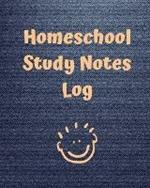 Homeschool Study Notes Log: Virtual Learning Workbook Lecture Notes Weekly Subject Breakdown