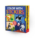 Color with Stickers 4-Book Boxed Set: Dinosaurs; Space; Jungle; Ocean