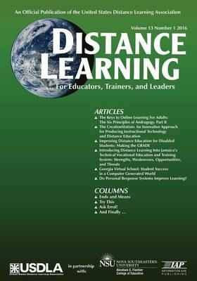 Distance Learning, Volume 13 Issue 1: For educators, Trainers, and Leaders - cover