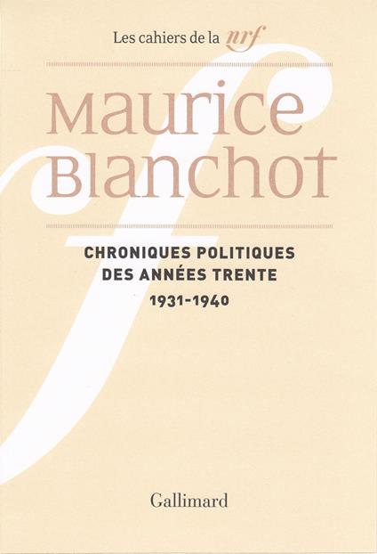 Chroniques politiques des années trente (1931-1940)