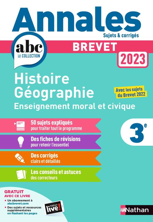 Annales Brevet 2023 - Histoire Géographie Enseignement Moral et Civique Corrigés