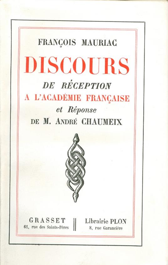 Discours de réception à l'Académie française