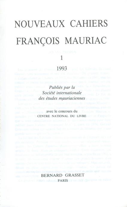 Nouveaux cahiers François Mauriac n°01