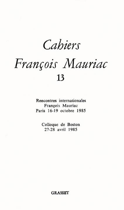 Cahiers numéro 13 (1986)