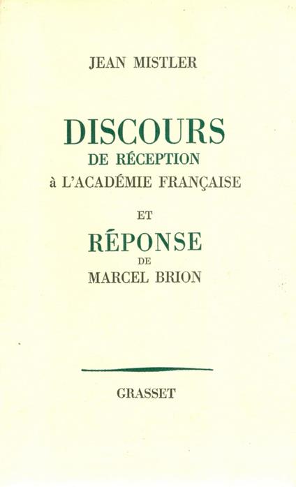 Discours de réception à l'Académie française