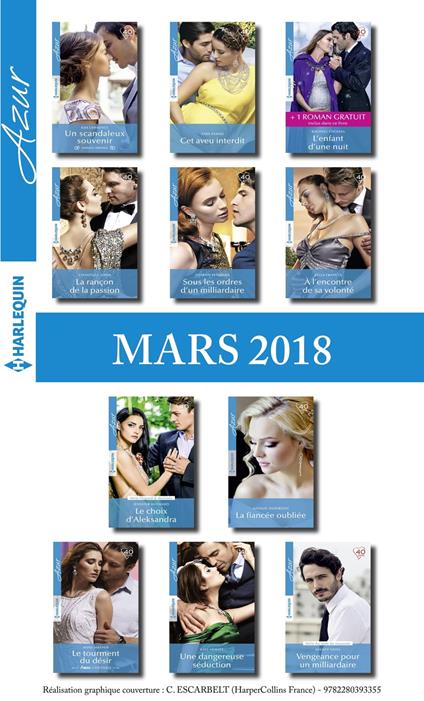 11 romans Azur + 1 gratuit (n°3927 à 3937 - Mars 2018)