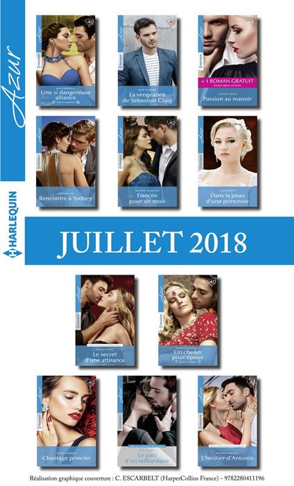 11 romans Azur + 1 gratuit (n°3971 à 3981 - Juillet 2018)