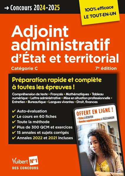 Concours Adjoint administratif d'État et territorial - Préparation rapide et complète à toutes les épreuves ! - Annales 2023 incluses