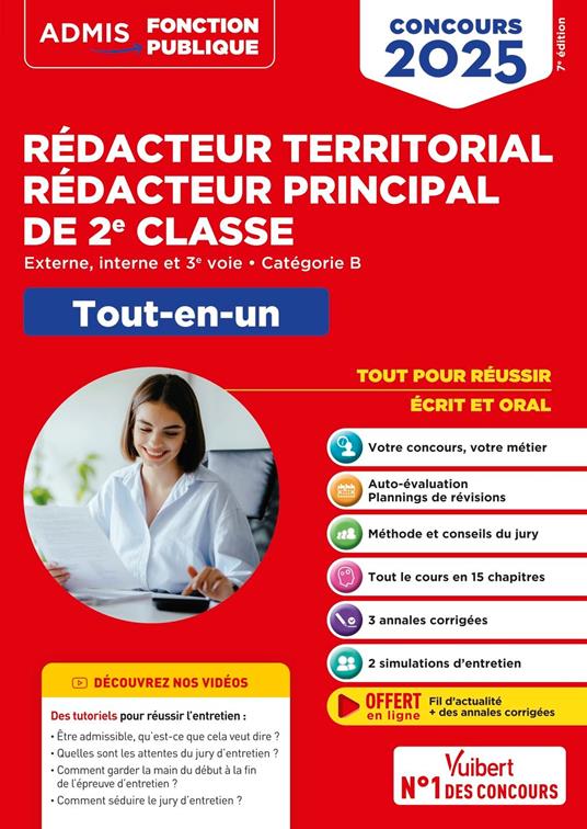 Concours Rédacteur territorial et Rédacteur principal de 2e classe - Catégorie B - Tout-en-un