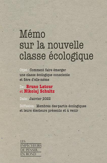 Mémo sur la nouvelle classe écologique - Comment faire émerger une classe écologique consciente et fière d'elle-même