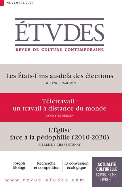 Revue Etudes : Télétravail, à distance du monde - par Fanny Lederlin