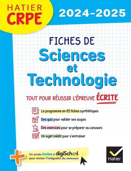 Hatier CRPE - Fiches de Sciences et Technologie - Epreuve écrite 2024/2025