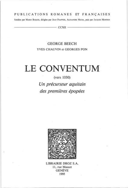 Le Conventum (vers 1030), un précurseur aquitain des premières épopées