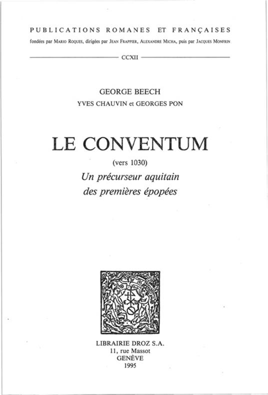 Le Conventum (vers 1030), un précurseur aquitain des premières épopées