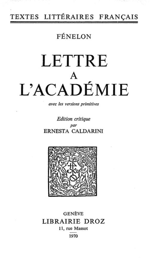 Lettre à l'Académie