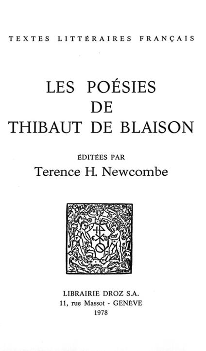 Les Poésies de Thibaut de Blaison