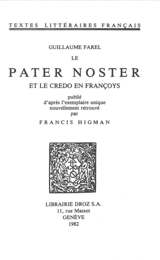 Le Pater Noster et le credo en françoys