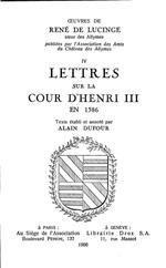 Lettres sur la cour d'Henri III en 1586