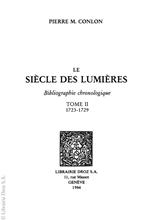 Le Siècle des Lumières : Bibliographie chronologique. T. II : 1723-1729