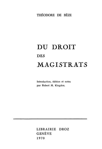 Du droit des Magistrats