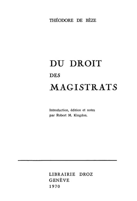 Du droit des Magistrats