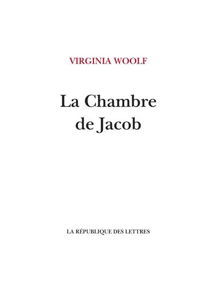 La Chambre de Jacob - Virginia Woolf,Jean Talva - ebook