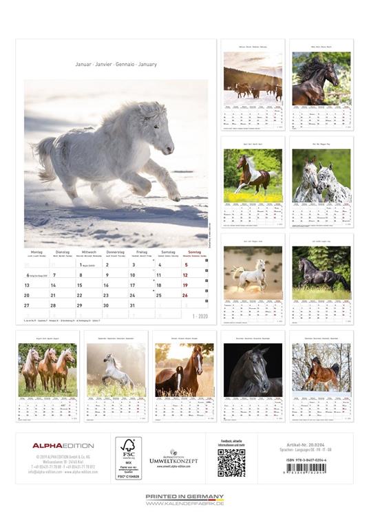 Calendario da parete 2020 Cavalli Alpha Edition - 23,7x34 - 2