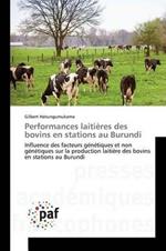 Performances Laitieres Des Bovins En Stations Au Burundi