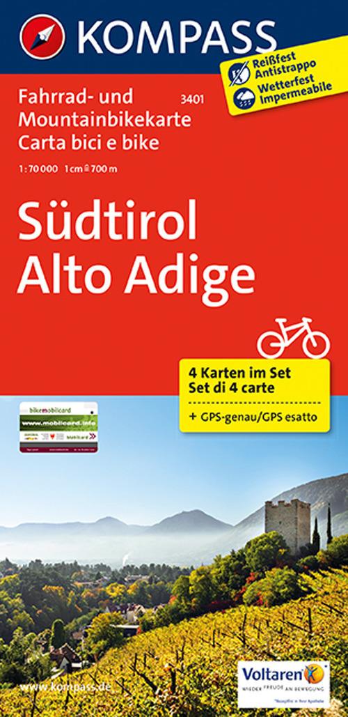 Carta cicloturistica n. 3401. Südtirol-Alto Adige 1:70.000 (set di 4 carte). Ediz. bilingue - copertina