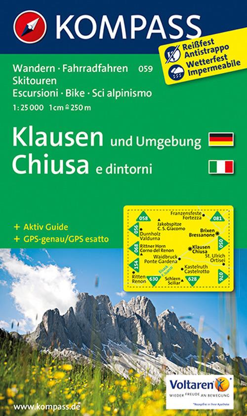 Carta escursionistica n. 059. Chiusa e dintorni-Klausen und Umgebung 1:25.000 - copertina