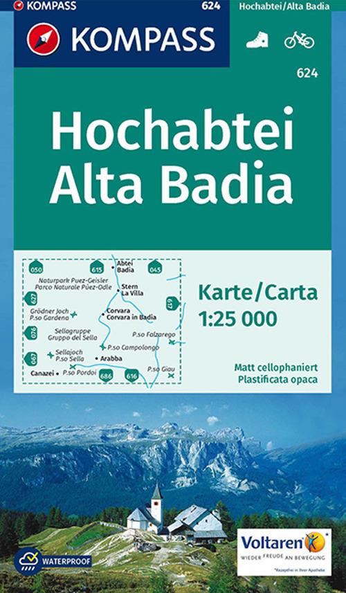 Carta escursionistica n. 624. Alta Badia-Hochabtei 1:25.000. Adatto a GPS. Digital map. DVD-ROM - copertina