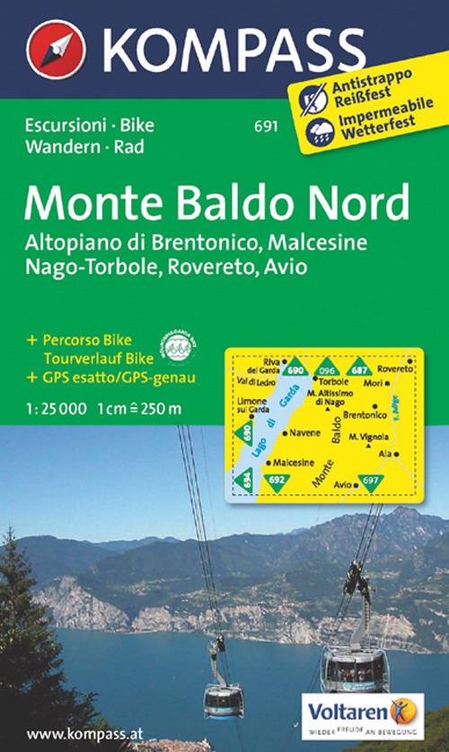 Carta escursionistica n. 691. Monte Baldo Nord, Altopiano di Brentonico, Malcesine, Nago-Torbole, Rovereto, Avio 1:25.000 - copertina