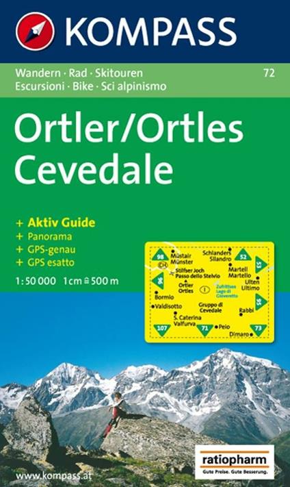 Wanderkarte n. 72. Ortles-Cevedale - copertina