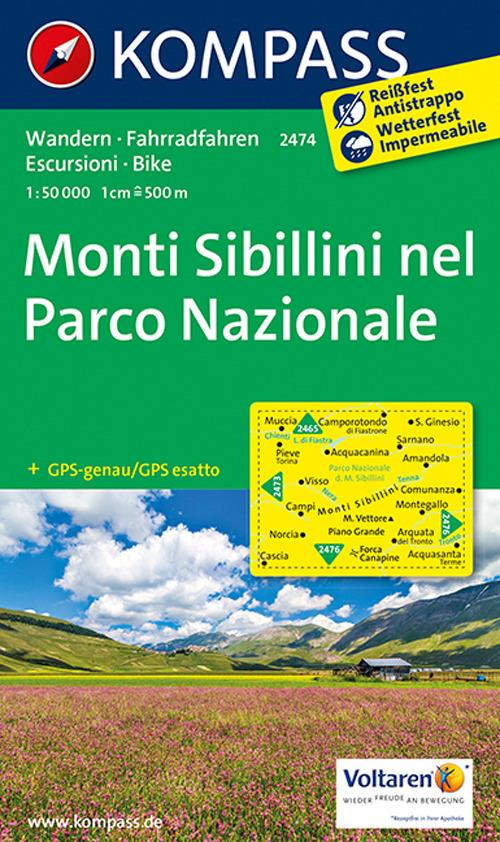 Carta escursionistica n. 2474. Monti Sibillini nel parco nazionale 1:50.000 - copertina