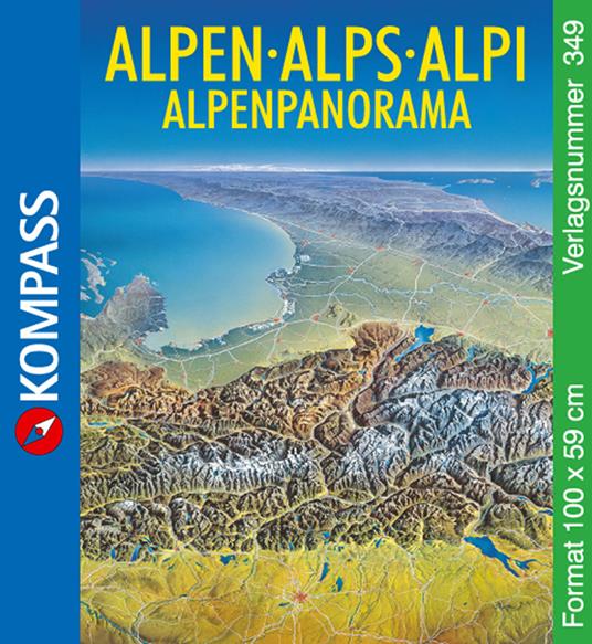 Carta panoramica n. 349. Panorama delle Alpi-Alpenpanorama 1:50.000. Ediz.  bilingue - Libro - Kompass - | IBS